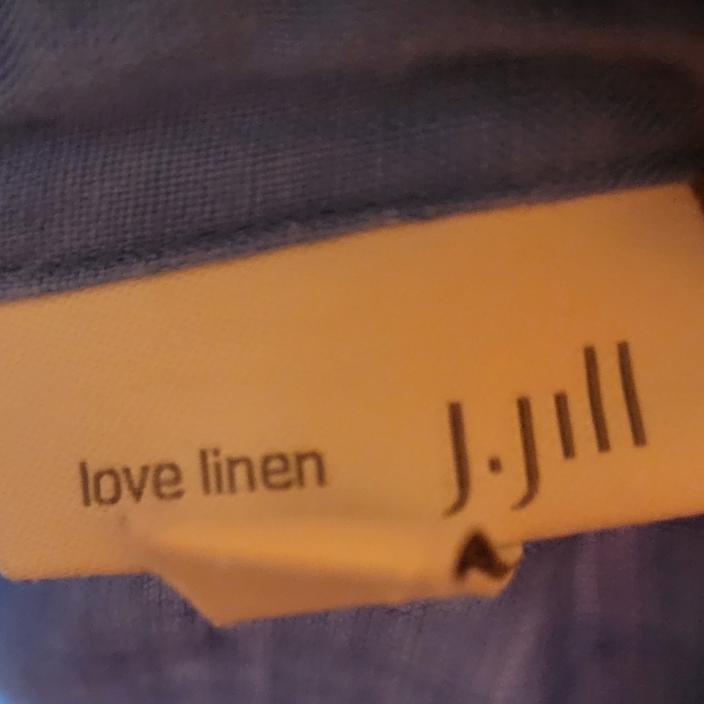 J Jill Love Linen Chambray Blue Long Sleeve Button Up Lightweight Shirt Sz Large - Picture 4 of 5